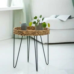 AKELA Mesa Auxiliar Negro, Natural|CASA Sale