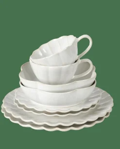 DAHLIA FLOWER Plato Hondo Blanco|CASA Outlet