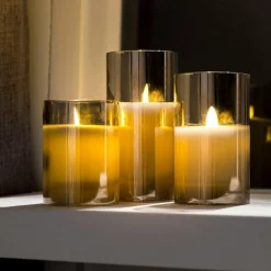 ION Velas LED Juego De 3 Gris|CASA New