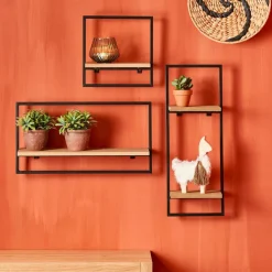 MIX&MATCH Estantería De Pared Negro, Natural|CASA Clearance