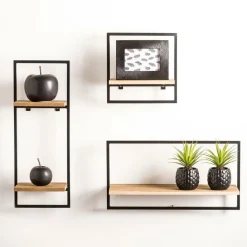 MIX&MATCH Estantería De Pared Negro, Natural|CASA Best