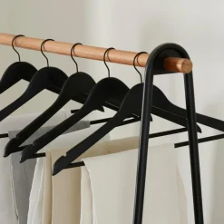 NEW WOOD Perchas Juego De 5 Negro|CASA Online