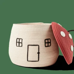 PAULUS Cesta De Almacenaje Con Tapa Rojo, Natural|CASA Hot
