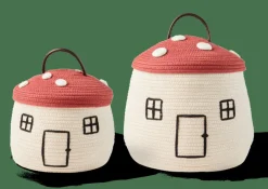 PAULUS Cesta De Almacenaje Con Tapa Rojo, Natural|CASA Hot