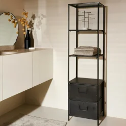 PHARMA Estantería De Pared Con 2 Cajones Negro|CASA