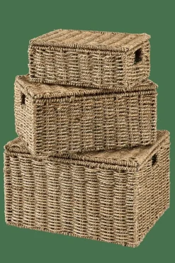 SEAGRASS Cesta Almacenaje L Con Tapa Natural|CASA Outlet