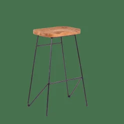 TEAK Taburete Bar Negro, Natural|CASA Discount