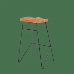 TEAK Taburete Bar Negro, Natural|CASA Discount