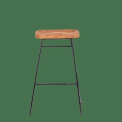 TEAK Taburete Bar Negro, Natural|CASA Discount