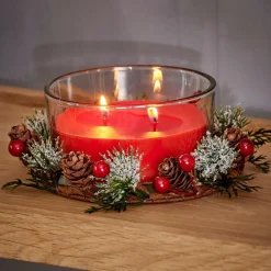XMAS Vela Con Decoración Rojo|CASA Outlet