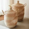 YASMINE Cesta De Lujo Con Tapa Blanco, Natural|CASA Clearance