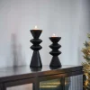 ZIGZAG Soporte Para Vela Pequeña Negro|CASA
