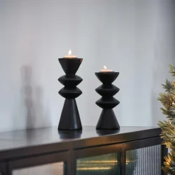 ZIGZAG Soporte Para Vela Pequeña Negro|CASA